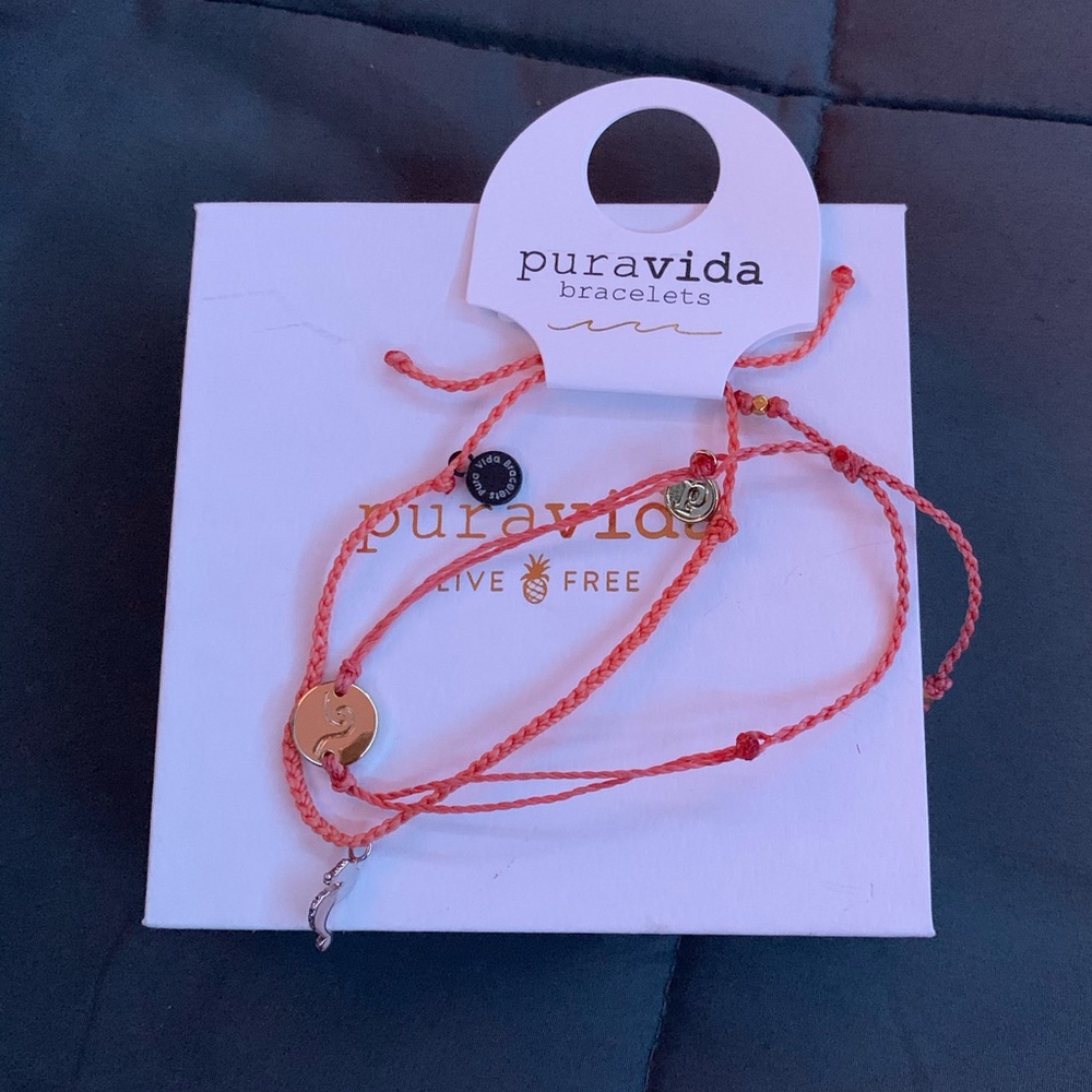 2 coral pura vida bracelets